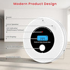 Alertlink 2-in-1 Smoke and Carbon Monoxide Detector Alarm, with Voice Alert,10-Year Battery Fire & CO Alarm with Large LCD Display, Easy Install with Adhesive or Screws
