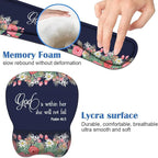 Ergonomic Mouse Pad Wrist Support and Keyboard Wrist Rest Set with Coasters, Non-Slip PU Base, Easy Typing & Pain Relief, Perfect for Home Office Working Studying, Floral Quote Bible Verse Psalm 46:5