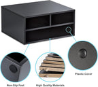 FITUEYES Large Printer Stands with 3 Storage Compartments, Desktop Paper Organizer Shelf for Home Office, 2-Tier Printer Riser, Black, 18.9" L x 15.7" W x 8.7" H