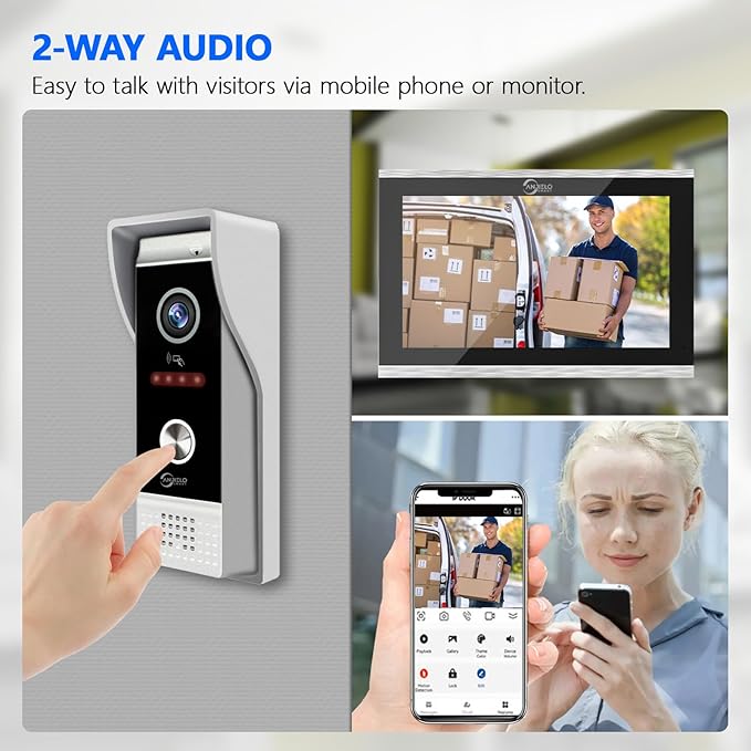 Wired Smart Video Apartments Intercom System,10 Inch Monitors with 1080P Doorbell Camera,3-in-1 Unlocking,TUYA WiFi Door Phone Kits, Ideal for Villas & Homes (2 doorbell + 3 Monitor)