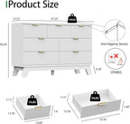 Xixini Fluted Dresser for Bedroom with 7 Drawers, 48" Wide Modern Chest of Drawers with Metal Handle, Wooden Dresser TV Stand, Wood Closet Clothes Storage Organizer for Living Room, Hallway, White