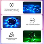 Timelux USB 32.8ft LED Strip Lights Color Changing LED Tape Lights with IR Remote Controller and Dimmable LED Strip for Bedroom Cabinet Bar