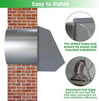 10 Inch Hooded Wall Vent Exhaust with Screen and Damper,Outdoor Wall Exhaust Vent Cover Cap for Kitchen Range Hood Outside Exterior Dryer Ventilation,Galvanized Steel,Gray