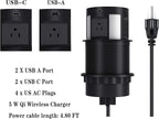 Automatic Pop Up Outlet for Countertop, Recessed Power Strip with 4 AC Outlets, 2 USB A, 2 USB C Pop Up Socket, Wireless Charger Station for Kitchen Conference Workbench, ETL Listed