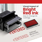 Promot Entered Self Inking Rubber Stamp - Refillable Stampers for Office - Business, Accounting, Bookkeeping, Coding, Legal, Notary, Work, Ordering, Inventory Stamps - Red Ink