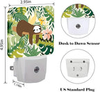 FSHVQKD Cute Sloth in Jungle Night Light,Plug-in Night Lights with Dusk to Dawn Sensor for Stairway,Hallway,Bedroom Sleep Friendly Ideal for Women/Girls/Boys Gift,0.5w