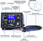 YIHUA 939D+ I Soldering Station, Upgraded, 75 Watt Equivalent with 3 Memories, °C/°F LCD display, Sleep Function, Automatic Shutdown & Brushed Aluminum Panel(Iron-burn Resistant)