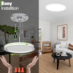 hykolity 18 Inch LED Round Flat Panel Light, White, 32W, 3200lm, 3000K/4000K/5000K CCT Selectable, 120°Beam Angle, Dimmable Edge-Lit Flush Mount Ceiling Light Fixture - ETL Listed