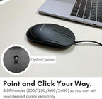Macally Computer Mouse Wired, Silent USB Mice - Slim & Compact USB for Apple Mac or Windows PC Laptop/Desktop - Designed with Optical Sensor & DPI Switch - Simple - Black