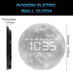 HOMLOVE Digital Wall Clock with Large LED Display, Moon Modern Electric Wall Clock [Plug-in] for All Room, Home, Office, (Moon, 12.59 INCH)
