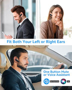 MQQC S525 Bluetooth 5.1 Wireless Earpiece, 16Hrs HD Calling, CVC8.0 Noise Cancelling, Hands-Free, Black