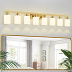 DIKAIDA 52inch Gold Bathroom Light Fixtures, Modern Bathroom Vanity Light with Milky White Glass Shade, Gold Wall Lamp Sconces for Mirror Bedroom, Living Room Hallway