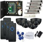 MENGQI-CONTROL Request to Exit PIR Motion Sensor 4 Doors Network RFID Access Control 600 LBS Magnetic Lock 110-240V Power Supply Box RFID Reader Keyfobs/Cards APP remotely Open Door