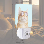 Smoaffly Glasses Cat Night Light Plug-in LED Nightlights Auto Sensor Night Lamp Dusk-to-Dawn Lamp Home Decor for Nursery Children Girls Boys