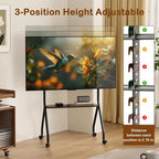 CVDF Rolling TV Stand for 49-75 Inch LCD LED OLED Flat/Curved Panel Screen TVs, Mobile TV Stand with Wheels, Height Adjustable TV Floor Stand, Holds up to 110 Lbs, Max VESA 600 x 600 mm, Black