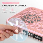 Woput Nail Dust Collector, 1600PA Professional Nail Vacuum Dust Collector Fan with Filter Papers (30 Pcs) for Acrylic Nail Polishing & Manicure at Nail Salon & Home - Pink