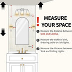 Gold Medicine Cabinet with Mirror,Bathroom Arched Medicine Cabinet Wall Mounted,Modern Vanity Mirror with Storage,Bathroom Storage Cabinet with Adjustable Shelves,Not Recessed,24x36 Inch