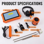 PQWT Underground Water Leak Detectors PQ125B Outdoor Wall Pipe Water Leakage Detection with Touchscreen Earphone and Carrying Case Sensor Acoustic Pipeline Sound Intensifier