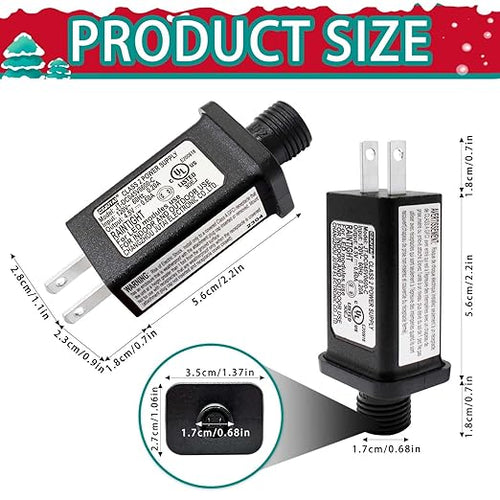 4.5V 0.6A 2PCS Replacement LED Transformer Class 2 Power Supply Adapter Ip44 LED Light Controller Low Voltage Transformer for Christmas String Light Inflatable Decorations (4.5V2.7W 2PCS)