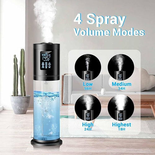 8L/2.1 Gal Humidifiers for Bedroom Large Room, 4 Levels Cool Mist Humidifier with Clear Tank, 7 Color Lights Essential Oil Diffuser with 16H Timer, Top Fill Air Humidifier for Home Plants Office