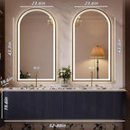 Bathroom Vanity with Double Sinks - LED Smart Defogging Mirror & Equipped with Tissue Hole | Modern Double Sink Bathroom Cabinet, 2 Drawers & Wavy Panel, Dark Blue (Mirror, 80IN)