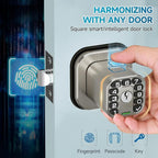 Richelock Fingerprint Door knob, Smart Biometric Door Lock with Keypad, Keyless Entry Code Door Knob, Waterproof & Weatherproof , Auto Lock ,Voice Navigation, For Bedroom, Gate,Office -Satin Nickel