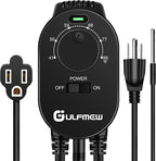 Plug in Thermostat for Heater, Thermostat Plug Outlet with 4.9FT Power Cord, Heating and Cooling Thermostats Outlet with Temperature Probe for Space Heater, Greenhouse Fan(Black,1 Pcs)