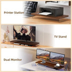 SSWOOD Monitor Stand Riser, Wood & Acrylic Computer Monitor Stand Desk Desktop Organizer Table For Home, Office Workspace, Laptop Riser, Printer, PC & TV Screen Riser