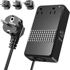 220V to 110V Voltage Converter, 600W AC Sockets Power Any American Appliances Overseas, 48W GaN USB Charger, Universal Power Plug Adapter Voltage Converter US to Europe International Travel