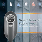 Killrose Steamer for Clothes, 2 in 1 Clothes Steamer Handheld, 1200W Steam Iron, 3 Level Thermometer Display Dashboard Travel Iron, 180° Rotatable Portable Handheld, 15s Heat Up, Water Tank, 120V