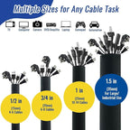 Flauzmann 3/4" - 6.6FT Hook and Loop Cable Sleeve, Dog Cat Cord Protector Waterproof Split Sleeving for USB Computer Office Automotive Audio Cables - Protects Cables from Pets Chewing - Black