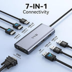 USB C to Dual HDMI Adapter,USB C Docking Station Dual Monitor Hub for Dell/HP/Lenovo Laptop,iPhone 15,USB C Hub Dongle Multi Monitors Adapter with 2 HDMI Ports+Displayport DP Port+VGA+3 USB