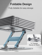 MCHOSE Laptop Stand with 360° Rotating Base, Foldable Adjustable Computer Holder, Ergonomic Design Compatible with MacBook Air Pro, Dell XPS, HP, Lenovo More 10-17" (New-Silver)