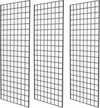 NEESEEYEE Heavy Duty Commercial Grade Gridwall Panels – Grid Panel for Any Retail Display, 2’ Width x 5’ Height, 3 Gridwall Panels Per Carton (Black Finish)