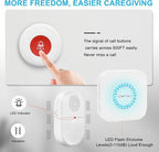 CallToU Wireless Caregiver Pager Call Button for Hard of Hearing Waterproof 500+ FT Nurse Alert System Elderly Monitoring Patient/Seniors 3 Panic Button 1 Plug-in 1 Vibration Receiver