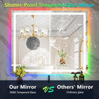 YEELAIT 44x30 Inch RGB LED Bathroom Mirror Front Light and RGB Backlit Lighted Vanity Mirror for Bathroom Wall Mounted Dimmable Anti Fog Memory Shatter-Proof IP54 Waterproof Horizontal/Vertical