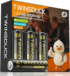 TWINSDUCK Rechargeable AA Batteries, 2800mAh High Capacity NiMH Double A Battery for Household and Office Devices，8 Pack