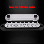 8 x M5 (#10) Studs Power Distribution Block Bus Bar 12V, Ampper 5.9" HD 120A Marine BusBar Battery Distribution Block W/Cover for Car Boat Solar (Black)