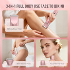 Crolanli Bikini Trimmer for Women, 3-in-1 Electric Razor for Women, IPX7 Waterproof Rechargeable Cordless Pubic Hair Shaver, with LED Display, for Ladies Bikini Pubic, Face, Underarms, Legs(Rose Gold)