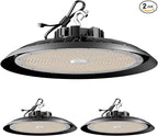 ACOHOOK 2Pack 600W UFO LED High Bay Light 5000K Daylight, 90,000 Lumens Super Bright, 100-277V Wide Voltage, Commercial High Bay Lighting for Warehouse Factory Gym, 3.3' Cable & US Hook, Plug& Play