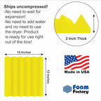 Foam Factory Inc 24 Pack Color Acoustic Foam Panel Studio Soundproofing Wedge Wall Tiles 12” X 12” X 2” (Yellow)