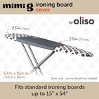 oliso Ironing Board Cover – 100% Cotton with Professional Felt Pad, Fits Standard 54" x 15" Boards – Secure Fit with Wide Elastic Edge & Adjustable Straps – Mimi G