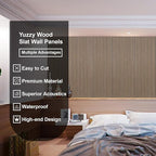 Yuzzy Acoustic Wood Slat Wall Panels - 48" x 22" Dark Walnut Fluted Sound Absorbing Panel for Wall and Ceiling - 4 Pcs Wall Panels for Interior Wall Decor for Homes, Offices, Studios
