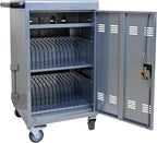 Aokleo Laptop Charging Cart,32 Devices Tablet Storage Carts for Pad Up to 16.3" Screen Size, Classroom Computer Mobile Charging Station for Pads,Chromebooks,Laptops,Security Storage (30+2 Bay-Silver)