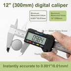 SCITOOLS Digital Caliper 0-12" Measuring Tool with Metal Ruler, Micrometer Caliper with Auto-Off Feature, Interchangeable Between inches and millimeters for DIY/Household and 3D Printing, Black