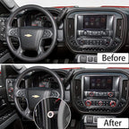 Kujunpao Radio Fan Climate Auto Menu Knob Control Button Trim Center Console Knob Cover Decor Fit for 2014-2018 Chevy Silverado & GMC Sierra Accessories 8pcs(Red)