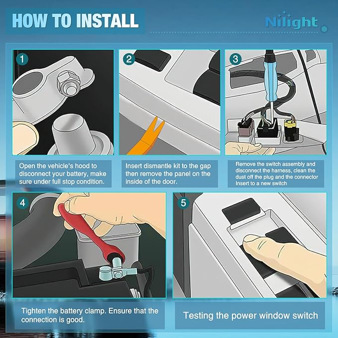 Nilight Power Master Window Switch Compatible with 1999 2000 2001 2002 Chevy Silverado 1500 2500 HD GMC Sierra 3500 Windows Control Switches