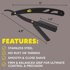 The Beard Club Straight Razor for Men - Navajas Para Barbero - Barber Straight Edge Razor Kit - Premium Single Derby Blade Cutthroat With 10 Replaceable Stainless Steel Blades & Leather Case