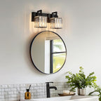 FDPBY Modern Bathroom Vanity Light 2-Lights Plating Black Vanity Light Crystal Wall Light Bathroom Light Fixtures