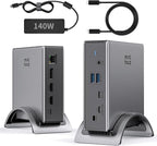USB C Docking Station, Minthouz PD3.1 Docking Station 3 Monitorswith 4K@144Hz 2*HDMI+DP 140W PD Charge,USB-C 10Gb,2*USB-A 5Gbps, Gigabit Ethernet, Audio/Mic for Chrome OS & Windows